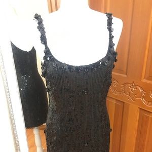 Large Black Sequin Short Dress